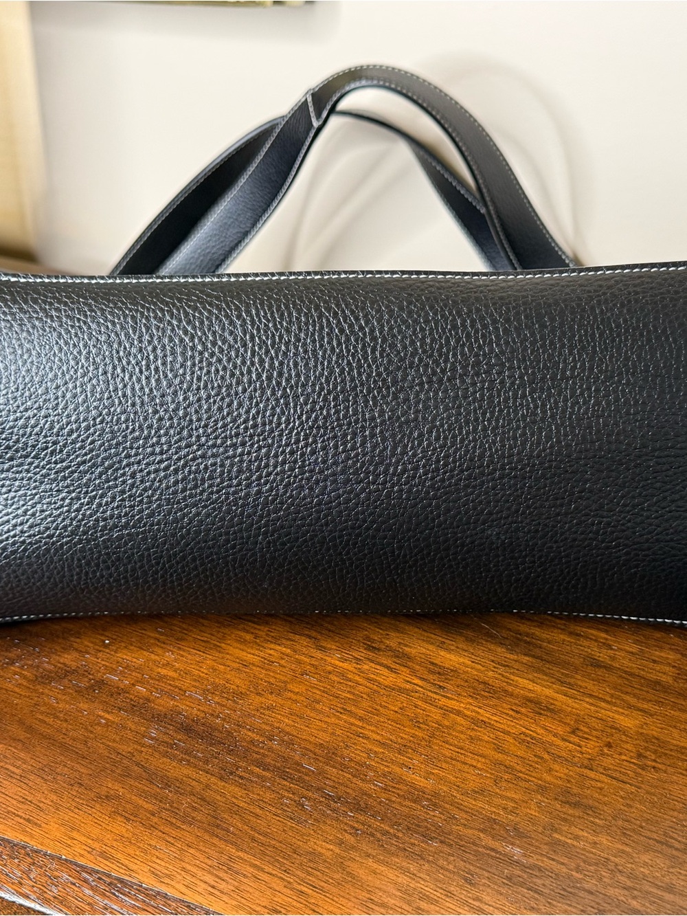 Stella McCartney Black Vegan Leather Perforated Logo Tote with Mustard Interior - Picture 5 of 12